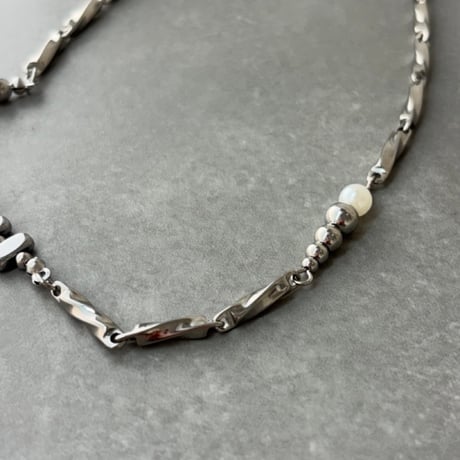 2610NC0409 /  Screw chain mixed charm Necklace（Silver）