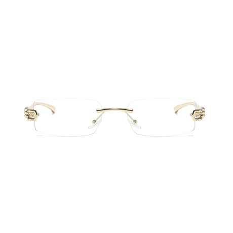 【 Select 】Rectangle Rimless Sunglasses(Gold/Clear)