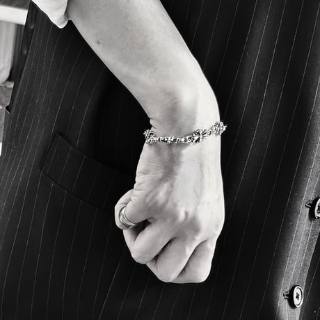 IM26AC_BRL030 / Vintage Floral Cross Bracelet（Silver）