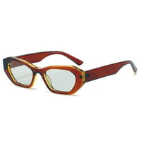 【 Select 】Vintage Irregular Cat Eye Sunglasses (Brown/Lt Green)