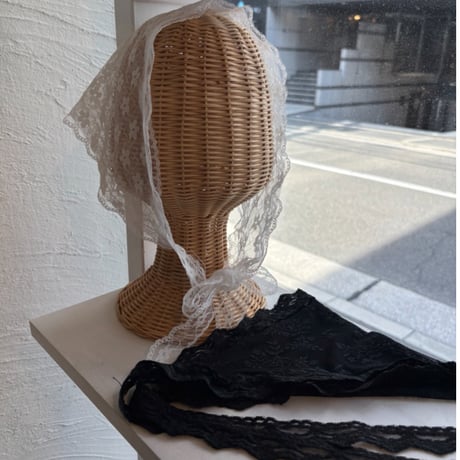 2608GS075(S) / Sheer Lace Scarf (Flower/White)