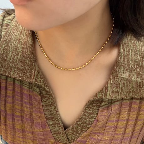 2605NC0394 / Oval ball chain Necklace（Gold）