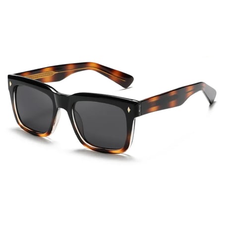 【 Select 】Retro Square Polarized Sunglasses (Demi/Grey)