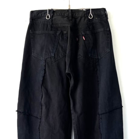 OLD PARK DARTS BAGGY JEANS - BLACK -sizeL / OP-555 / OLDPARK オールドパーク バギージーンズ　デニム ブラック Lサイズ