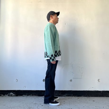 TODAY edition CHECKER MOHAIR CARDIGAN -BLUE- / P-005 / トゥデイエディション チェッカー モヘアカーディガン-ブルー