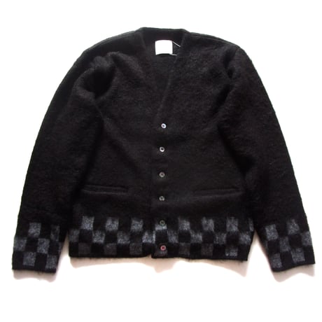 TODAY edition CHECKER MOHAIR CARDIGAN -BLACK- / P-005 / トゥデイエディション チェッカー モヘアカーディガン-ブラック