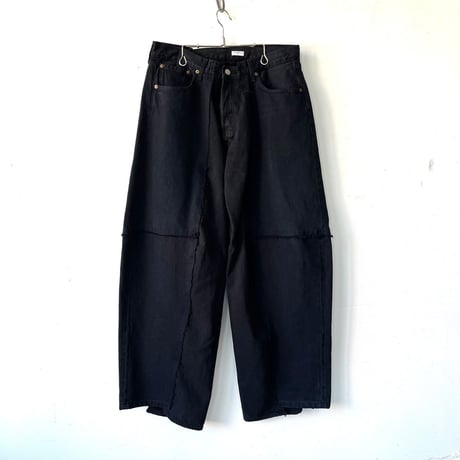 OLD PARK DARTS BAGGY JEANS - BLACK -sizeL / OP-555 / OLDPARK オールドパーク バギージーンズ　デニム ブラック Lサイズ