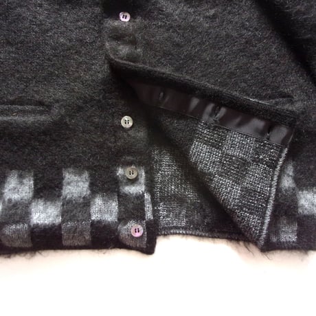 TODAY edition CHECKER MOHAIR CARDIGAN -BLACK- / P-005 / トゥデイエディション チェッカー モヘアカーディガン-ブラック