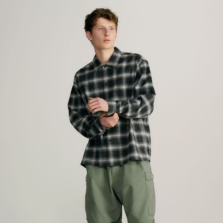 GOLD｜東洋エンタープライズ COTTON SILK NEP CHECK OPEN SHIRT -GRAY-/GL29754/ コットン シルクネップ チェックオープンシャツ 【2026FW】