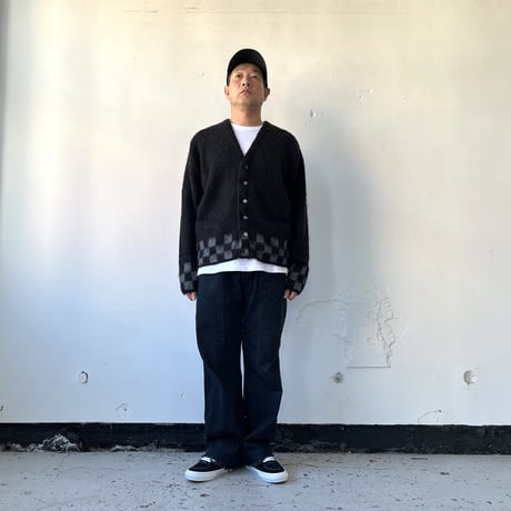 TODAY edition CHECKER MOHAIR CARDIGAN -BLACK- / P-005 / トゥデイエディション チェッカー モヘアカーディガン-ブラック
