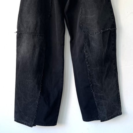 OLD PARK DARTS BAGGY JEANS - BLACK -sizeL ②/ OP-555 / OLDPARK オールドパーク バギージーンズ　デニム ブラック Lサイズ  ②