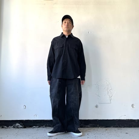 OLD PARK DARTS BAGGY JEANS - BLACK -sizeL / OP-555 / OLDPARK オールドパーク バギージーンズ　デニム ブラック Lサイズ