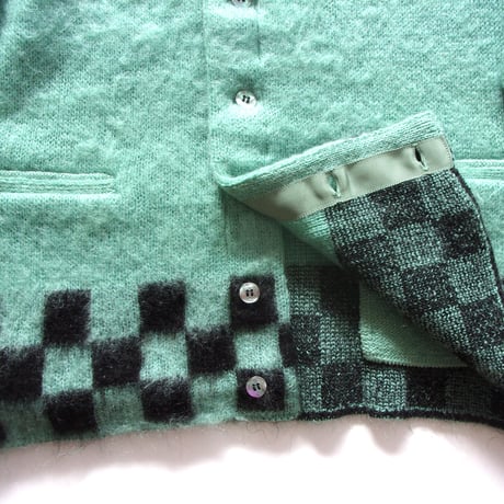 TODAY edition CHECKER MOHAIR CARDIGAN -BLACK- / P-005 / トゥデイエディション チェッカー モヘアカーディガン-ブラック