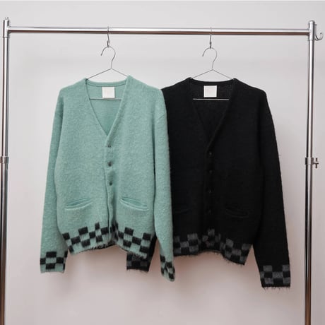 TODAY edition CHECKER MOHAIR CARDIGAN -BLUE- / P-005 / トゥデイエディション チェッカー モヘアカーディガン-ブルー