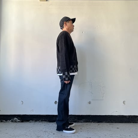 TODAY edition CHECKER MOHAIR CARDIGAN -BLACK- / P-005 / トゥデイエディション チェッカー モヘアカーディガン-ブラック