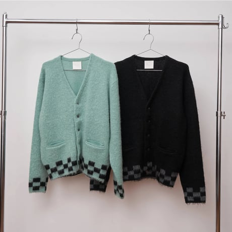 TODAY edition CHECKER MOHAIR CARDIGAN -BLACK- / P-005 / トゥデイエディション チェッカー モヘアカーディガン-ブラック