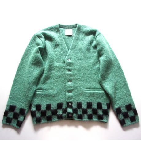 TODAY edition CHECKER MOHAIR CARDIGAN -BLACK- / P-005 / トゥデイエディション チェッカー モヘアカーディガン-ブラック