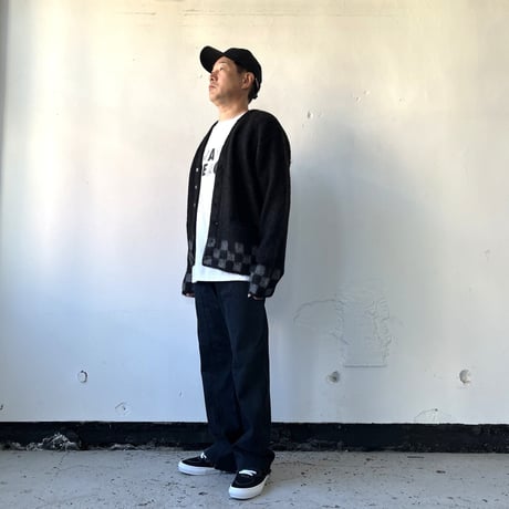 TODAY edition CHECKER MOHAIR CARDIGAN -BLACK- / P-005 / トゥデイエディション チェッカー モヘアカーディガン-ブラック