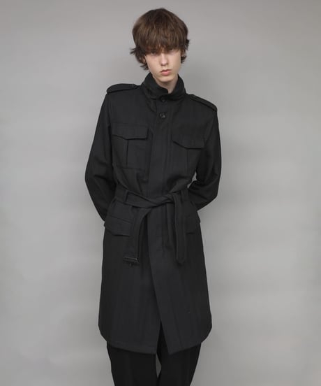 STAND COLLAR MILITARY COAT/BLACK