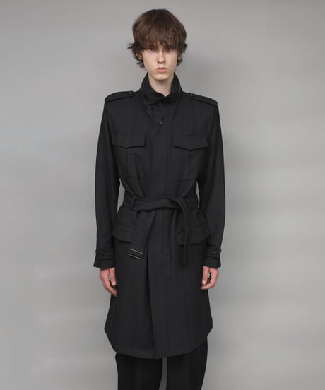 STAND COLLAR MILITARY COAT/BLACK