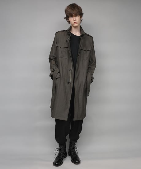 STAND COLLAR MILITARY COAT/KHAKI