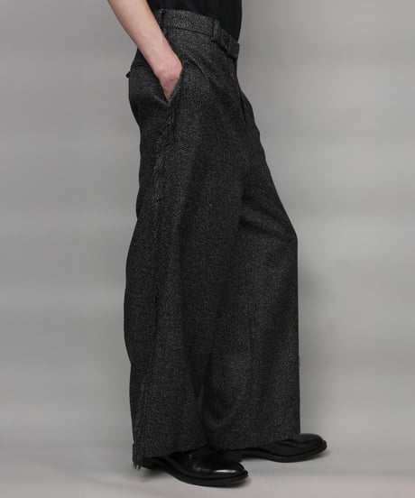 WIDE FRINGE PANTS/BLACK