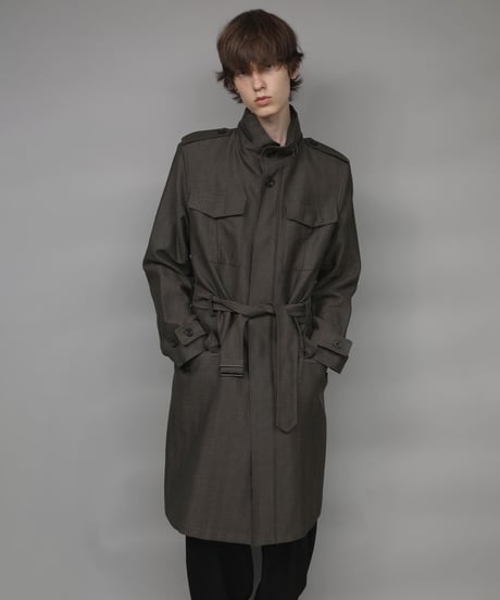 STAND COLLAR MILITARY COAT/KHAKI