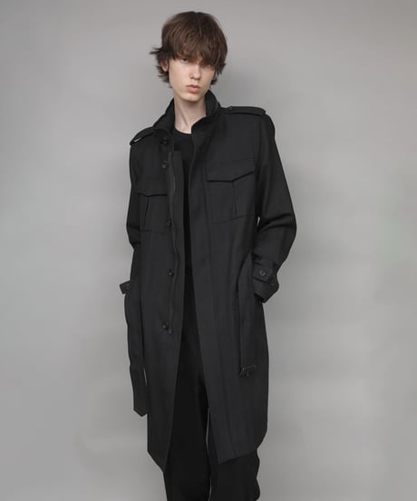 STAND COLLAR MILITARY COAT/BLACK
