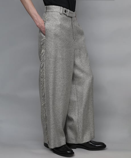 WIDE FRINGE PANTS/GRAY