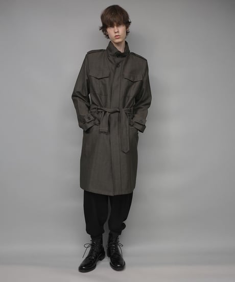 STAND COLLAR MILITARY COAT/KHAKI