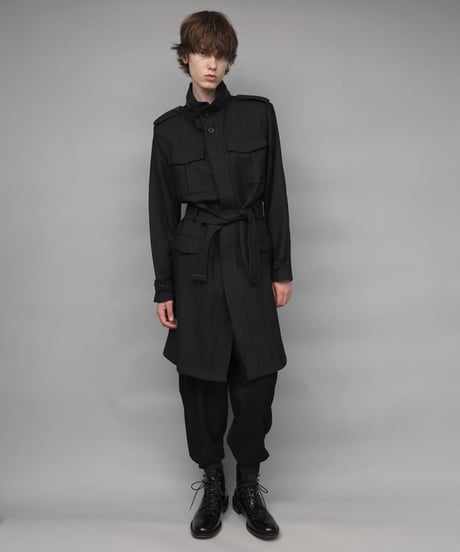 STAND COLLAR MILITARY COAT/BLACK