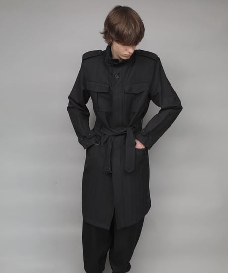 STAND COLLAR MILITARY COAT/BLACK