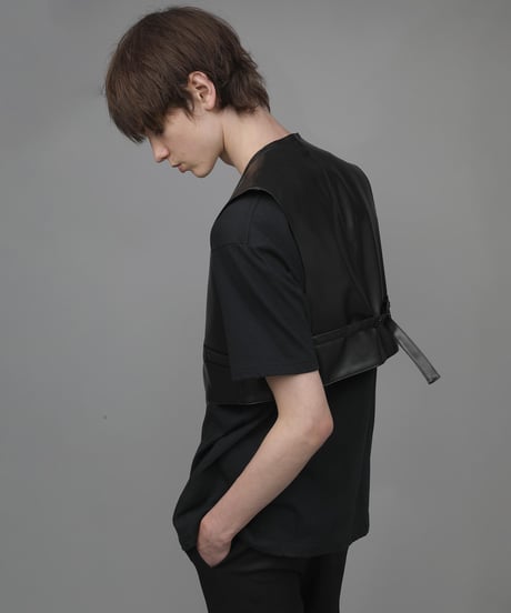 SYNTHETIC LEATHER VEST/BLACK