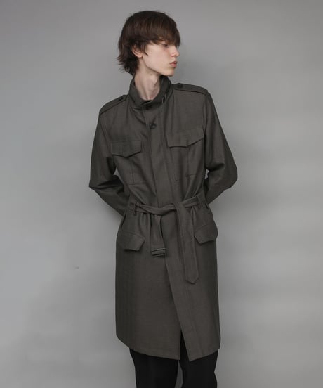 STAND COLLAR MILITARY COAT/KHAKI