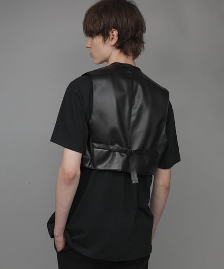 SYNTHETIC LEATHER VEST/BLACK