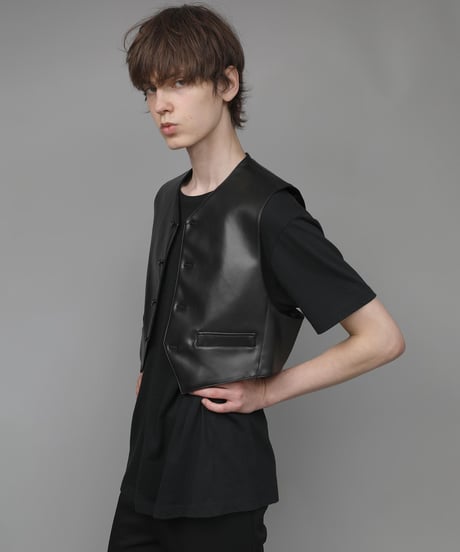 SYNTHETIC LEATHER VEST/BLACK