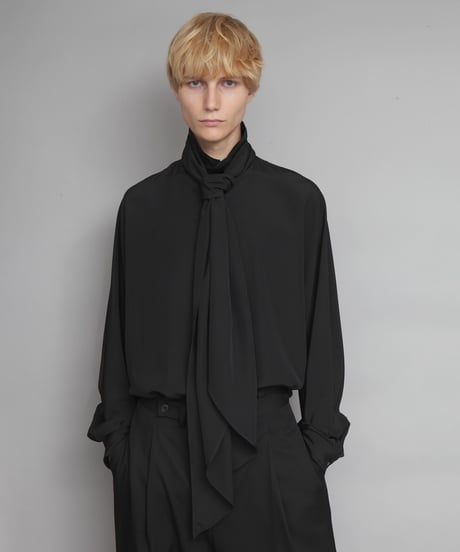 Crepe de Chine SCARF SHIRTS/BLACK