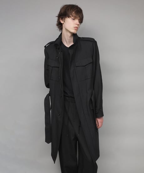 STAND COLLAR MILITARY COAT/BLACK