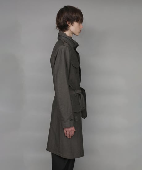 STAND COLLAR MILITARY COAT/KHAKI