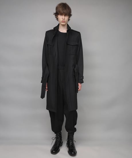 STAND COLLAR MILITARY COAT/BLACK
