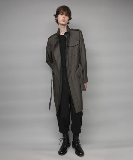 STAND COLLAR MILITARY COAT/KHAKI