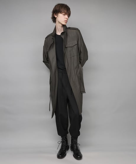 STAND COLLAR MILITARY COAT/KHAKI