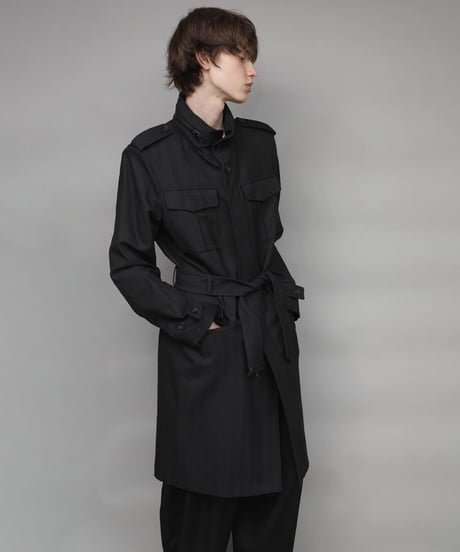 STAND COLLAR MILITARY COAT/BLACK