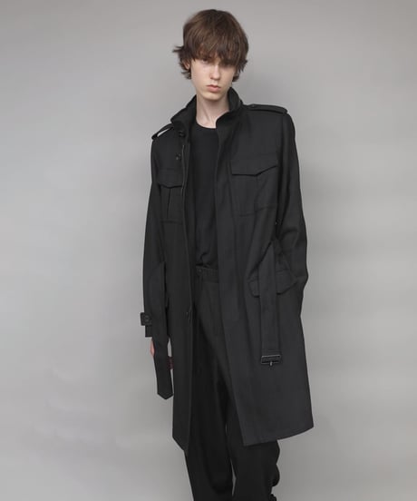 STAND COLLAR MILITARY COAT/BLACK