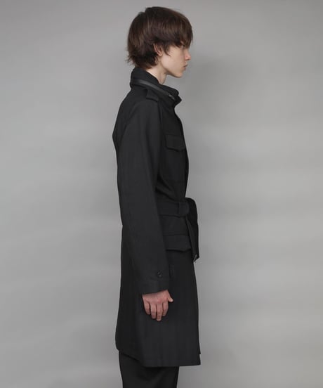 STAND COLLAR MILITARY COAT/BLACK