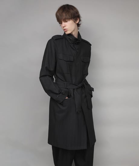 STAND COLLAR MILITARY COAT/BLACK