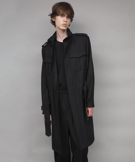 STAND COLLAR MILITARY COAT/BLACK