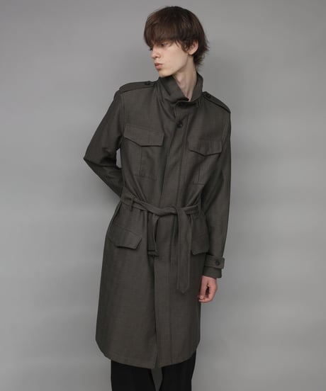STAND COLLAR MILITARY COAT/KHAKI