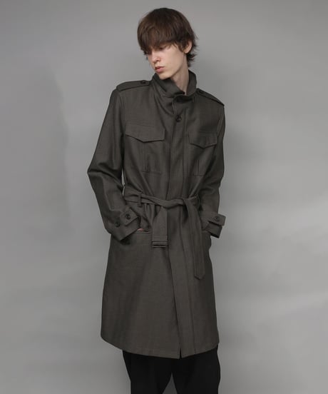 STAND COLLAR MILITARY COAT/KHAKI
