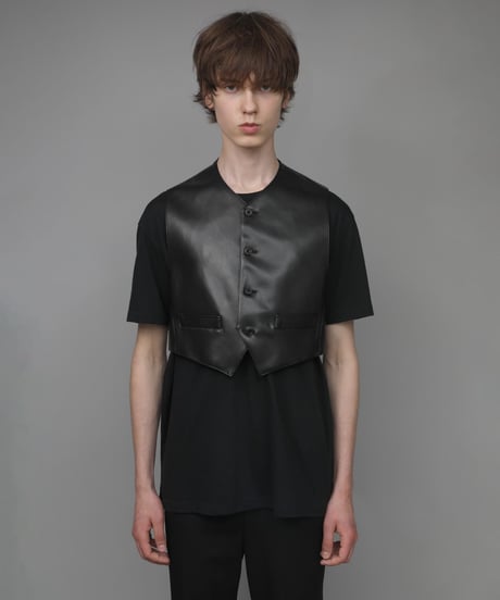 SYNTHETIC LEATHER VEST/BLACK